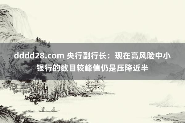 dddd28.com 央行副行长：现在高风险中小银行的数目较峰值仍是压降近半