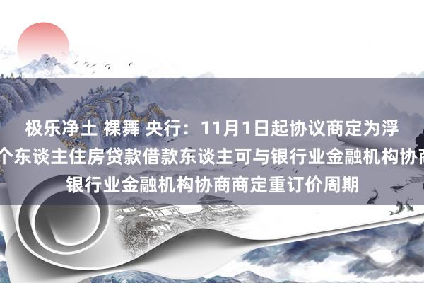 极乐净土 裸舞 央行：11月1日起协议商定为浮动利率的 交易性个东谈主住房贷款借款东谈主可与银行业金融机构协商商定重订价周期