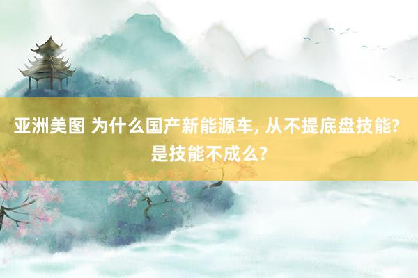 亚洲美图 为什么国产新能源车， 从不提底盘技能? 是技能不成么?