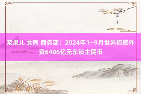 浆果儿 女同 商务部：2024年1—9月世界招揽外资6406亿元东谈主民币