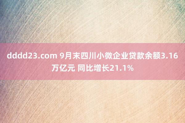 dddd23.com 9月末四川小微企业贷款余额3.16万亿元 同比增长21.1%