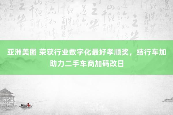 亚洲美图 荣获行业数字化最好孝顺奖，结行车加助力二手车商加码改日