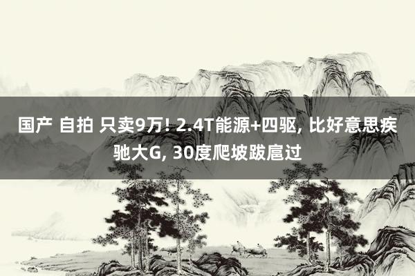 国产 自拍 只卖9万! 2.4T能源+四驱， 比好意思疾驰大G， 30度爬坡跋扈过