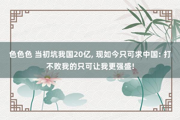 色色色 当初坑我国20亿， 现如今只可求中国: 打不败我的只可让我更强盛!