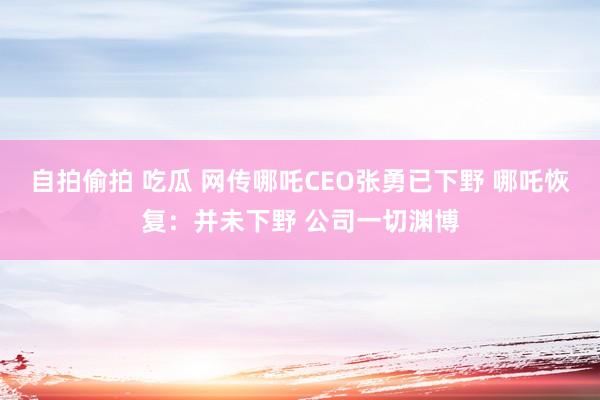 自拍偷拍 吃瓜 网传哪吒CEO张勇已下野 哪吒恢复：并未下野 公司一切渊博