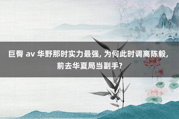 巨臀 av 华野那时实力最强， 为何此时调离陈毅， 前去华夏局当副手?