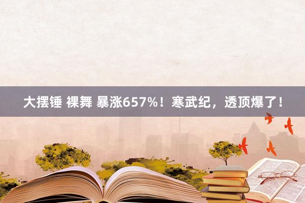 大摆锤 裸舞 暴涨657%！寒武纪，透顶爆了！