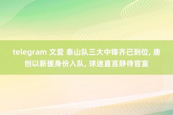 telegram 文爱 泰山队三大中锋齐已到位， 唐创以新援身份入队， 球迷直言静待官宣