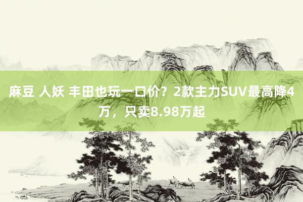 麻豆 人妖 丰田也玩一口价？2款主力SUV最高降4万，只卖8.98万起